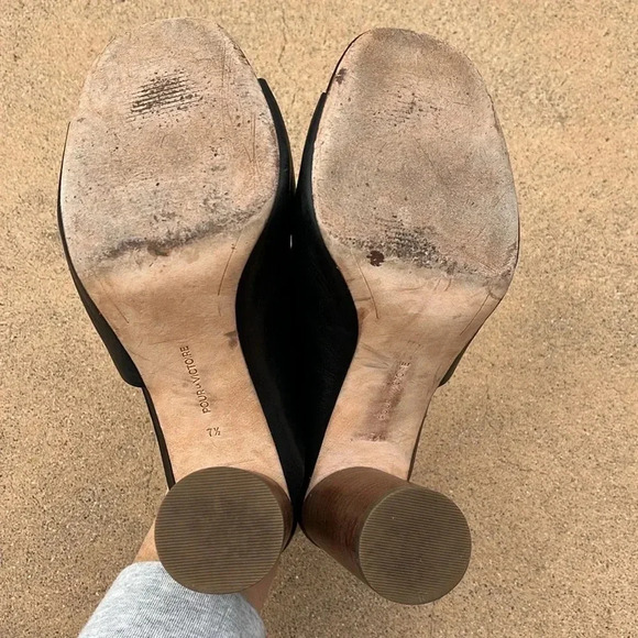 EUC Pour La Victoire Helena Side Peep Toe Chunky Block Heel Mule Sandals Sz 7.5 - Picture 11 of 14